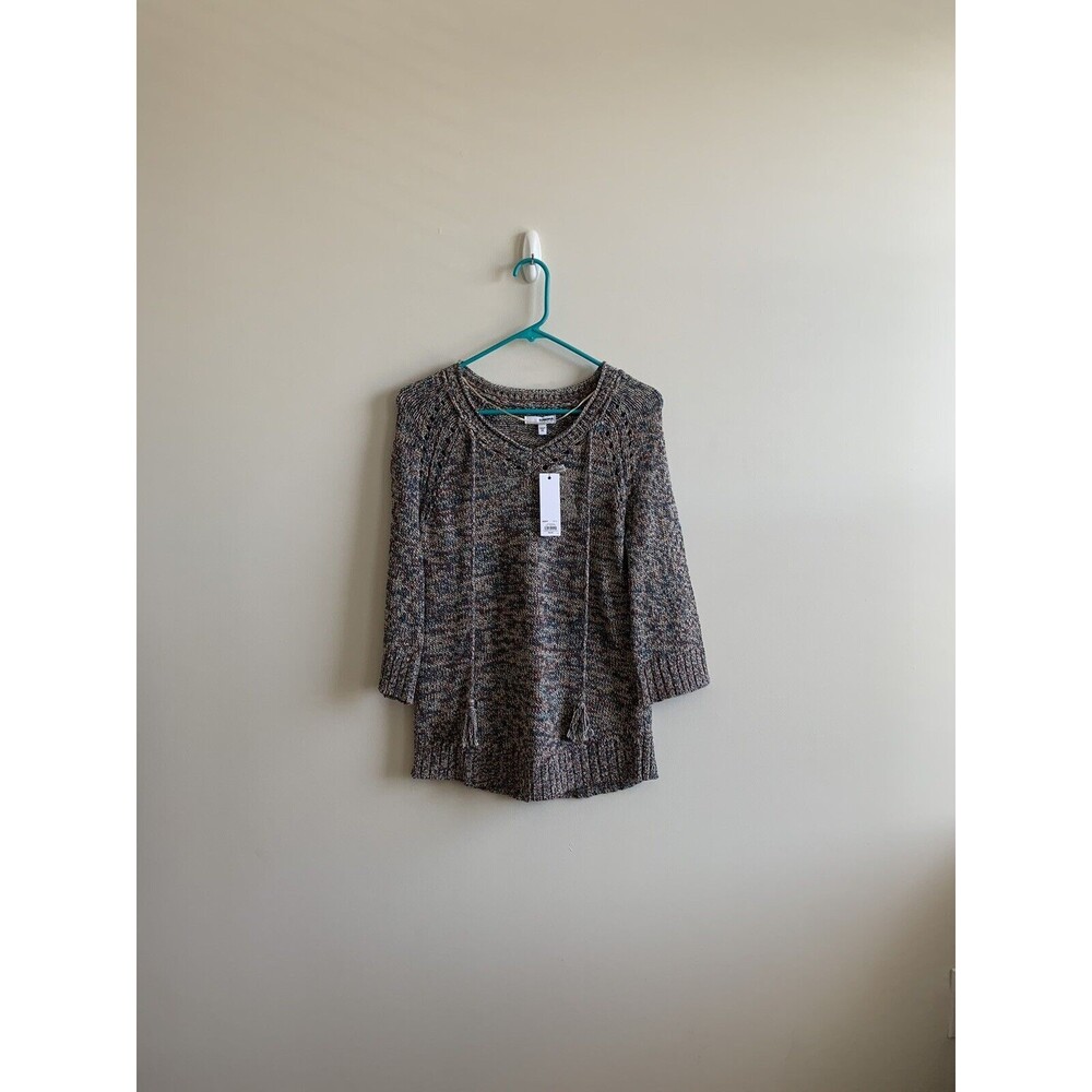 Sonoma Women's Multicolor Cotton Blend Sweater 3/4 Bell Sleeve XS Oversized NWT